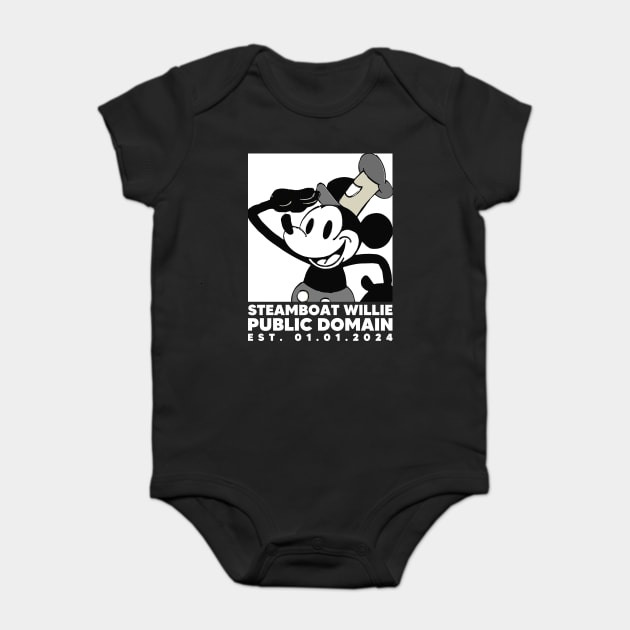 Steamboat Willie. Public Domain Est. 01.01.2024 - 3 Baby Bodysuit by Megadorim